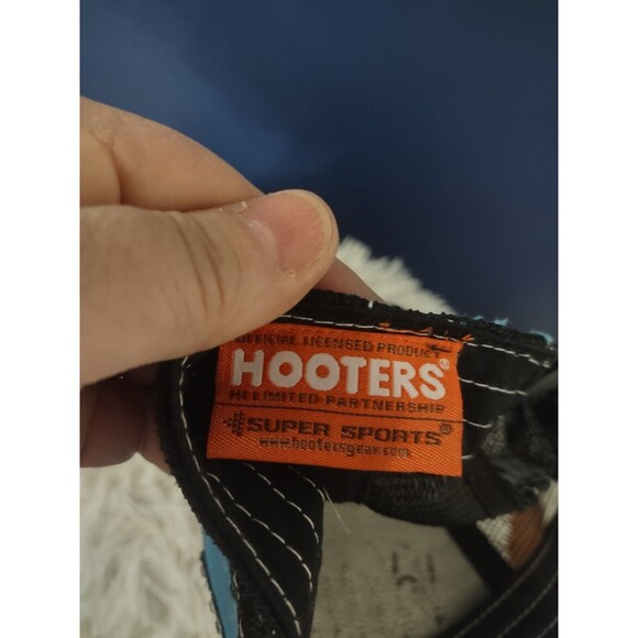 Hooters Trucker Baseball Hat Cap Snap Back One Size Blue Teal Rhinestone - Picture 5 of 8